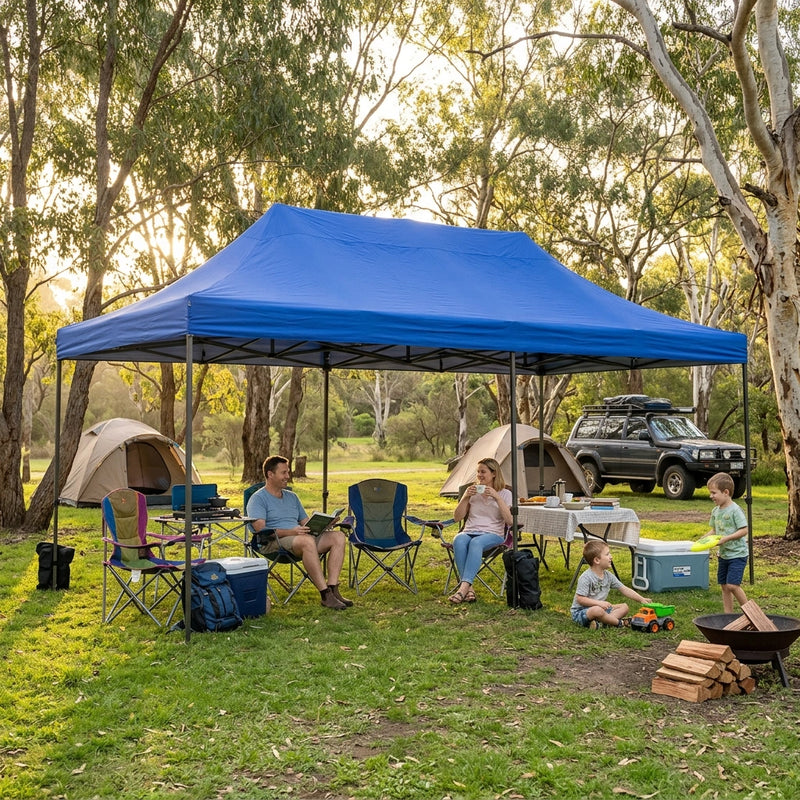 Gazebo Tent Top Cover Camping Beach Sunshade Shelter - Blue / 3x4.5M
