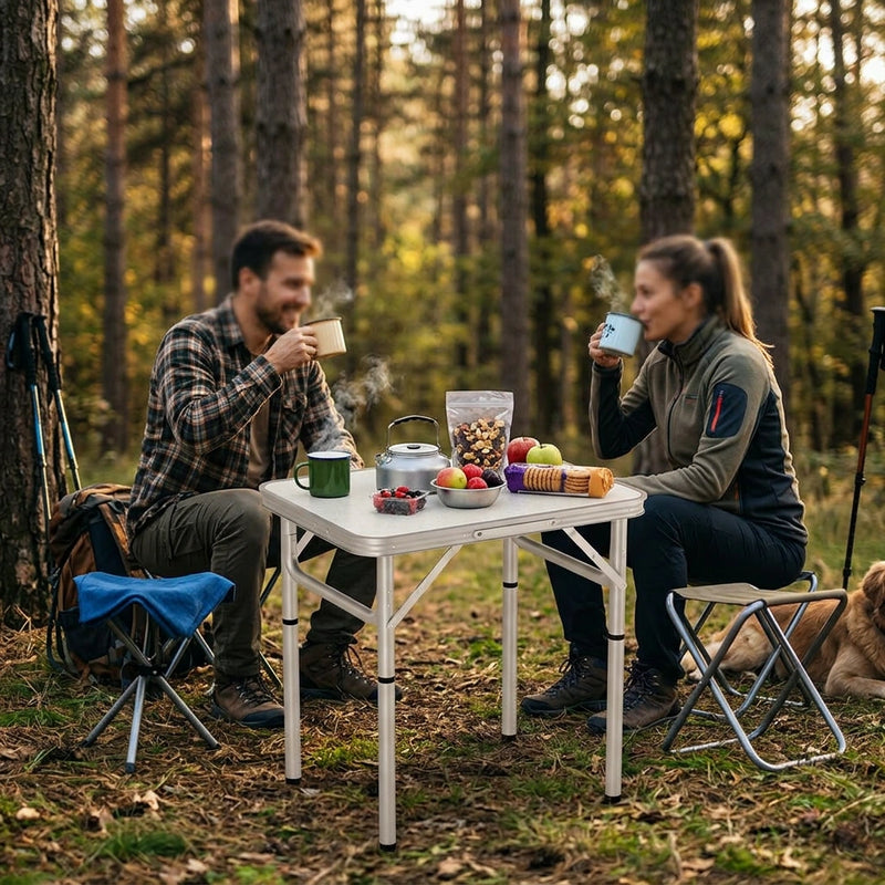 Weisshorn Folding Camping Table 60CM Adjustable Portable Outdoor Picnic Desk