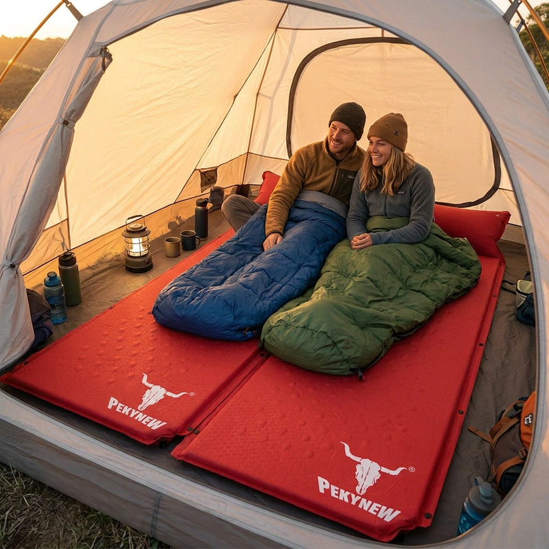 Air Bed Self Inflating Mattress Sleeping Mat Camp Camping Hiking Joinable - red