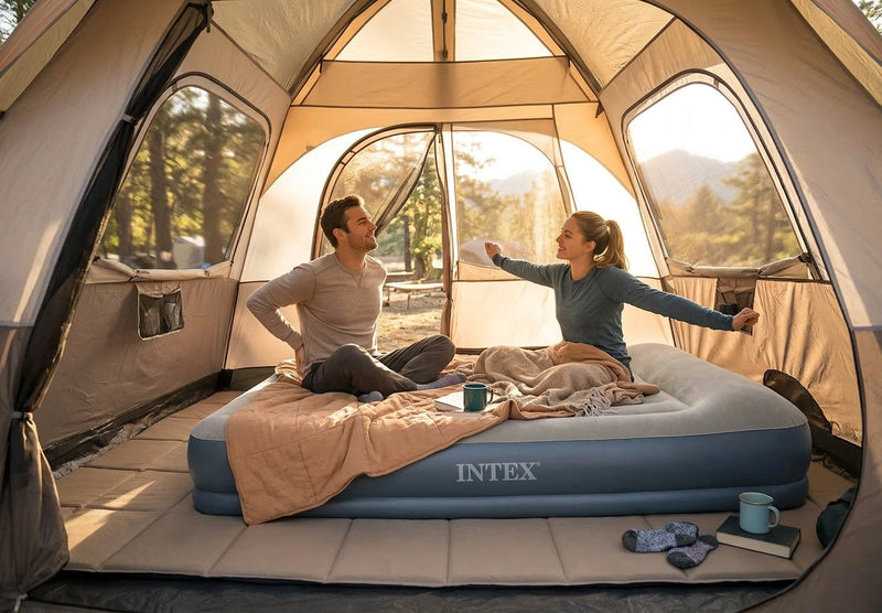 INTEX Queen Dura-Beam® Air Mattress w/ Built-In USB Electric Pump 64118