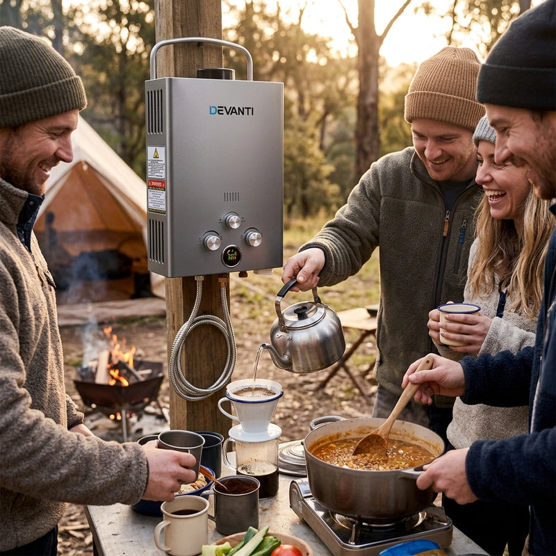 Devanti Portable Gas Water Heater LPG System Grey