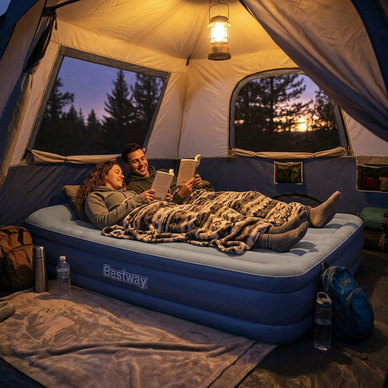 Bestway Air Mattress Queen Inflatable Bed 46cm Airbed Blue