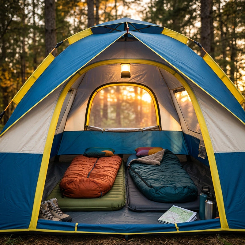 Blue 2 Person Lightweight Camping Tent (200*150*125cm) | UV Protection Silver Coated, Dual Doors & Windows