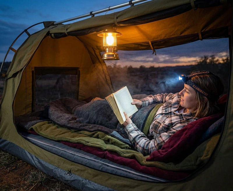 Adventure Kings Deluxe Escape Single Camping Swag + LED Head Torch