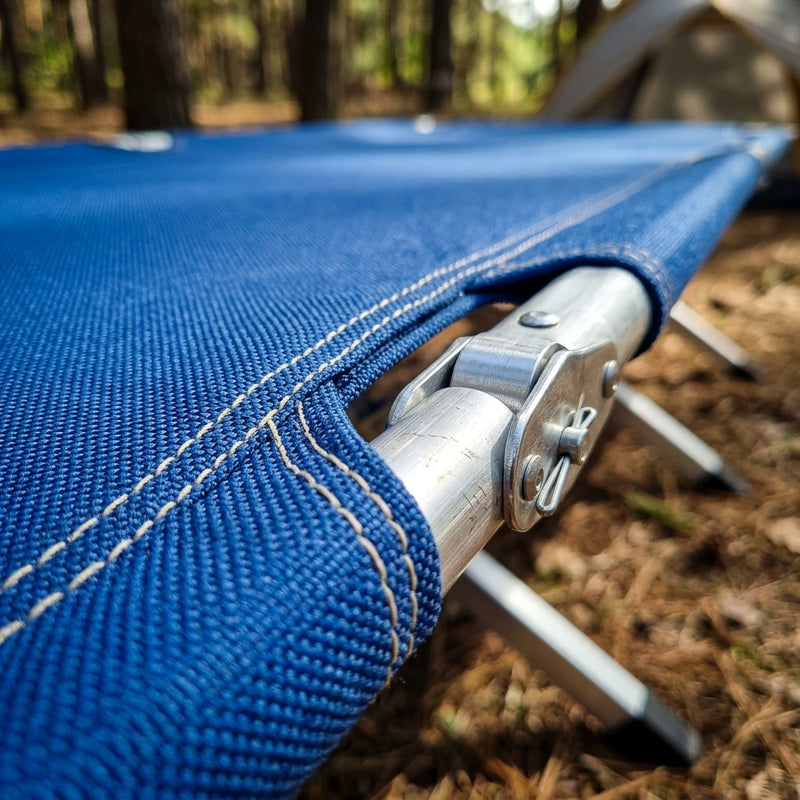 Camping Bed Folding Stretcher Light Weight w/ Carry Bag Camp Portable - blue