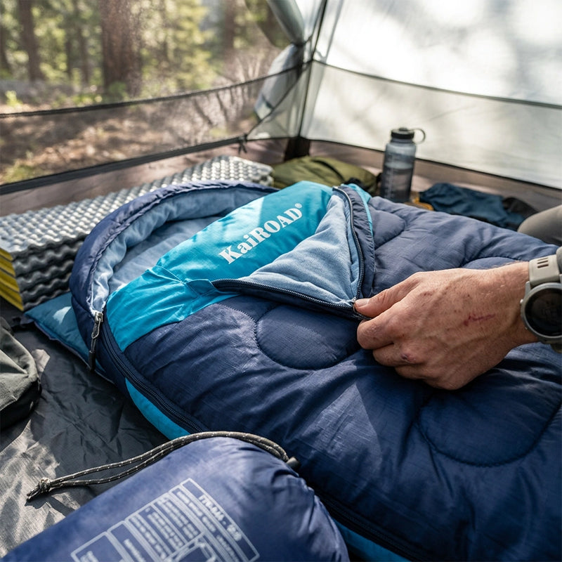 Sleeping Bag - Lightweight for Adults, Camping, Hiking, Backpacking (With accessories + eye mask + earbuds + square pillow)