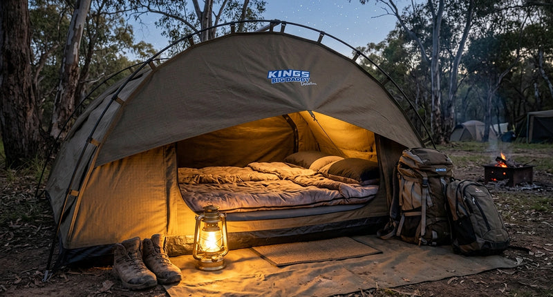 Kings Big Daddy Deluxe Double Swag MKII | 70mm Mattress incl | 400GSM Canvas