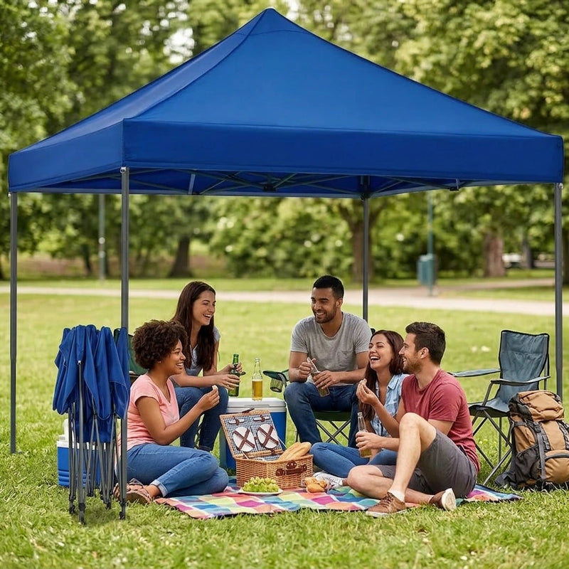 Portable Water-Resistant Gazebo 2x2 M - Blue / Without Sidewalls