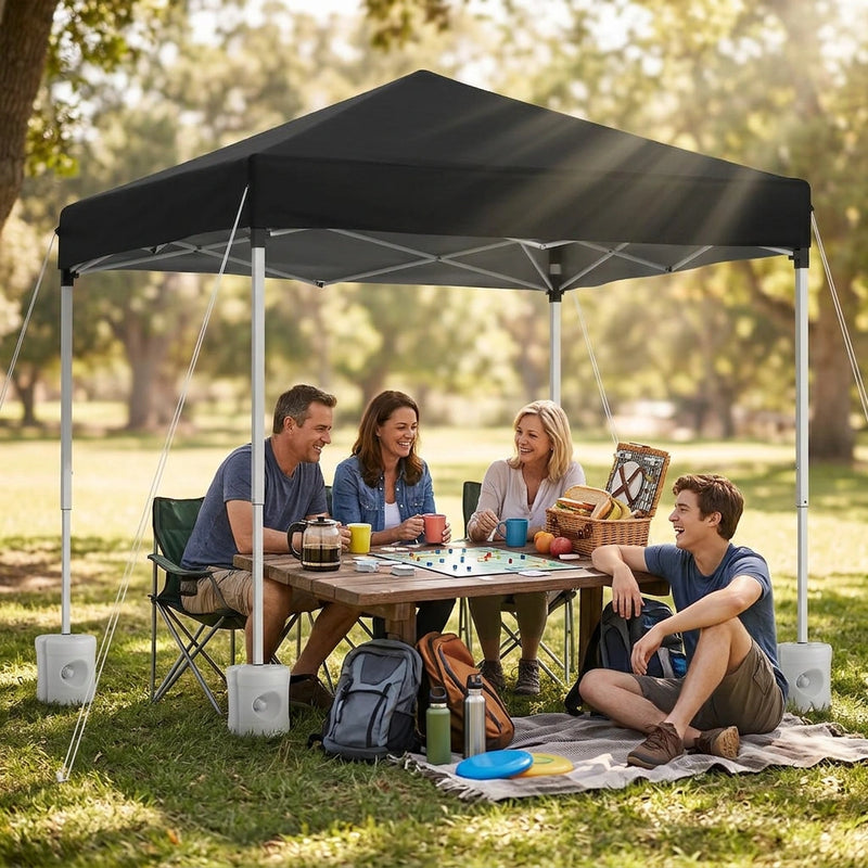 Instahut Gazebo 2x2m Outdoor Patio Garden Marquee Shade w/ Base Pods Black