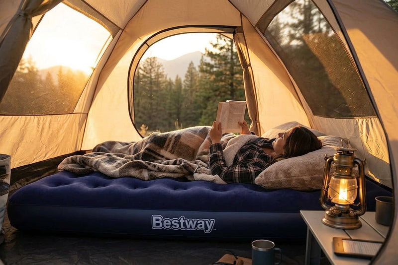 Bestway 1.88m x 99cm x 22cm Air Mattress Twin Indoor/Outdoor Heavy Duty Durable Camping