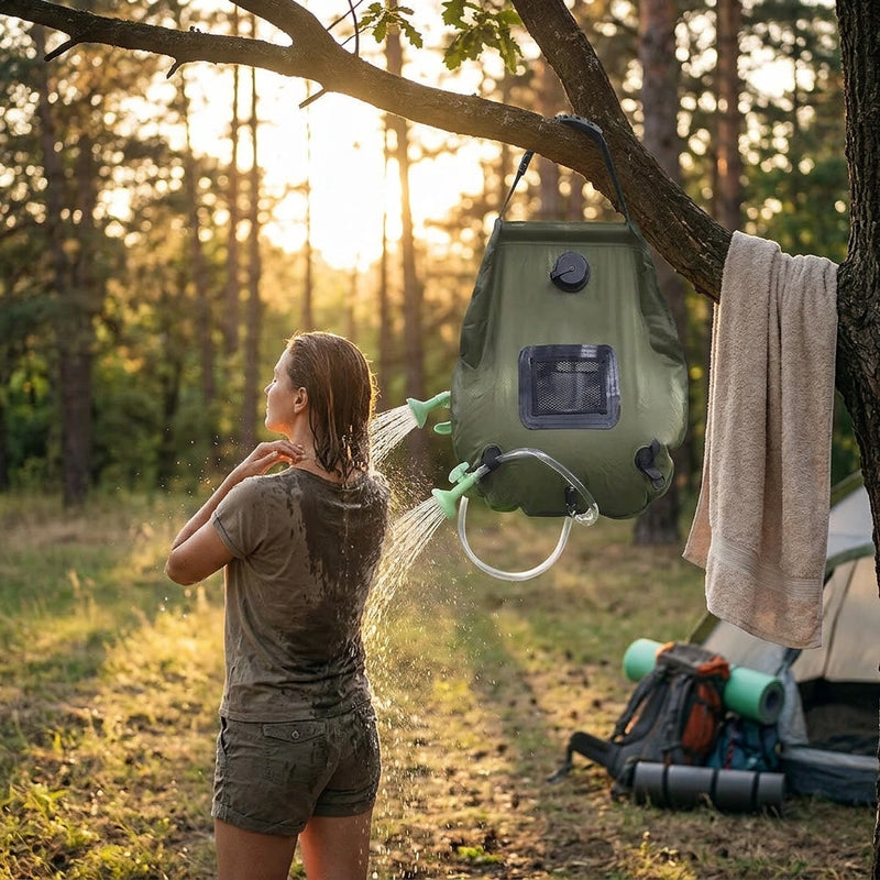 20L Camp Shower Bag Solar Heat Water Pipe Portable Camping Hiking Travel Outdoor