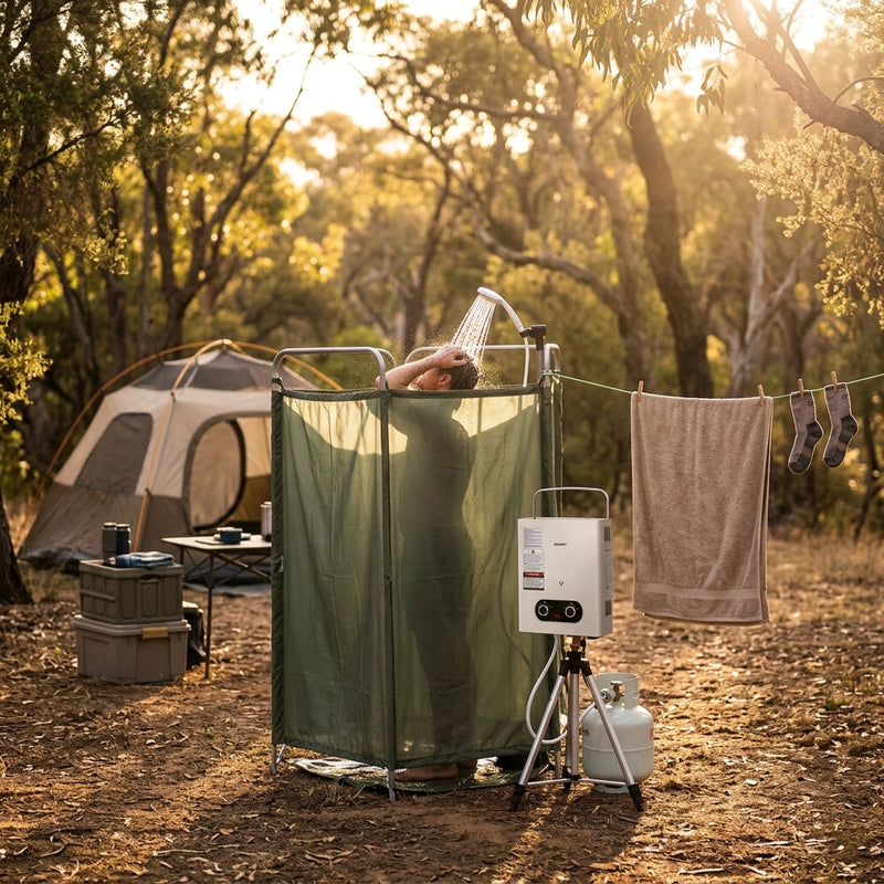 Devanti Portable Gas Water Heater Outdoor Camping Shower White