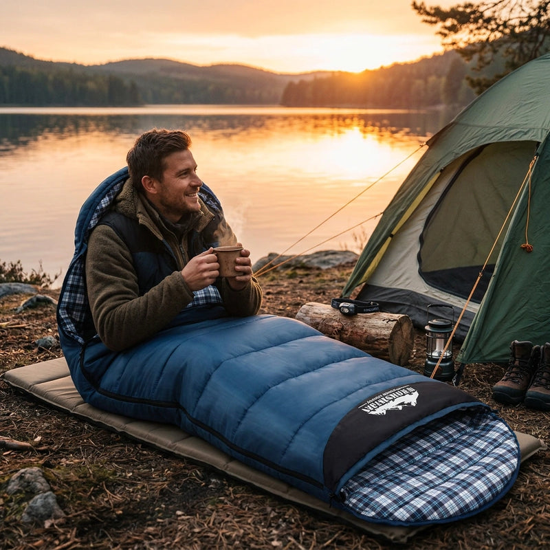 Weisshorn 0°C Sleeping Bag ‚Äì Single Thermal Camping & Hiking Tent Bag (Blue)