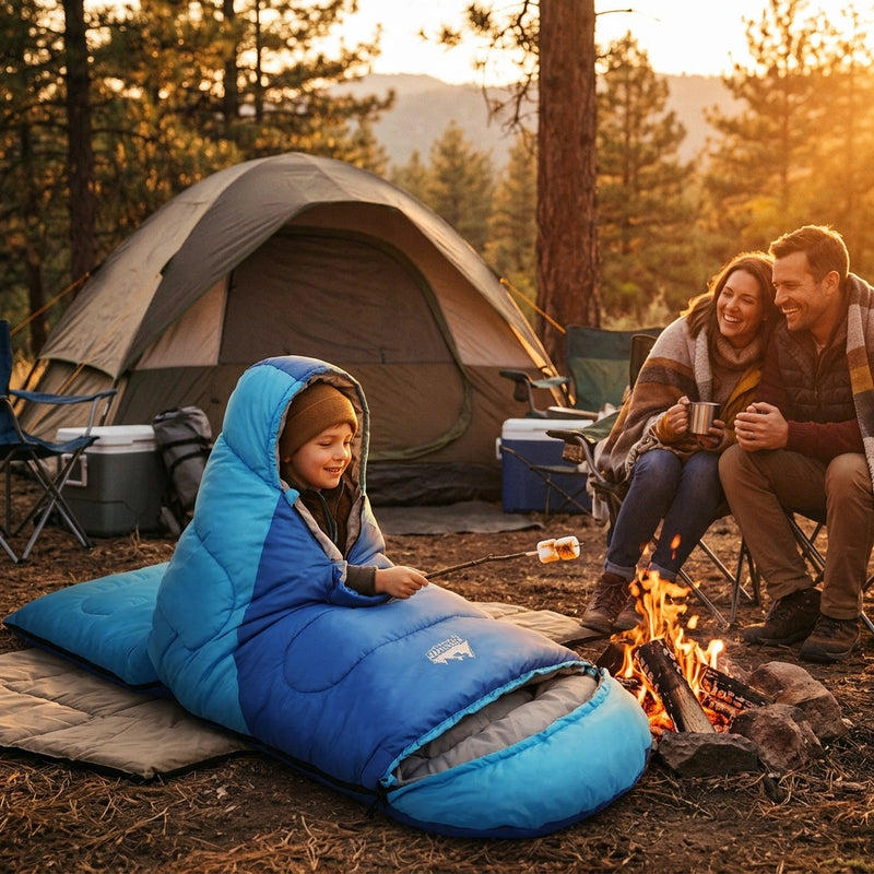 Weisshorn Sleeping Bag Kids Single 172cm Thermal Camping Hiking Blue