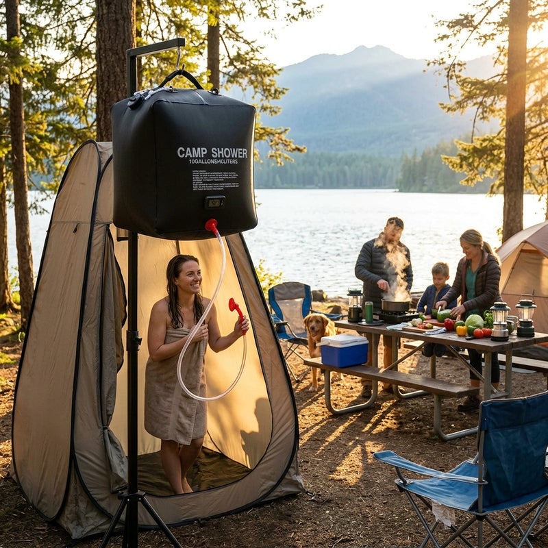 40L Craig Camp Shower Bag Solar Heated Water Pipe Portable Camping Hiking Travel