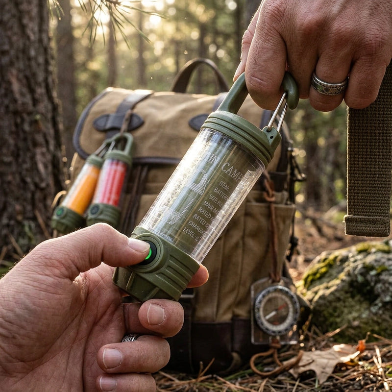 Rechargeable LED Camping Lantern & Flashlight 6 Modes, USB-C, Portable Emergency Light (Green)