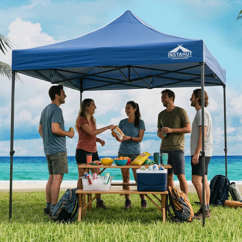 Instahut Gazebo Pop Up Marquee 3x3 Folding Tent Outdoor Camping 500D Oxford Blue