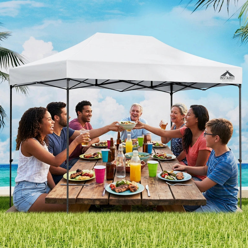 Instahut Gazebo Pop Up Marquee 3x4.5 Folding Tent 500D Oxford Fabric White