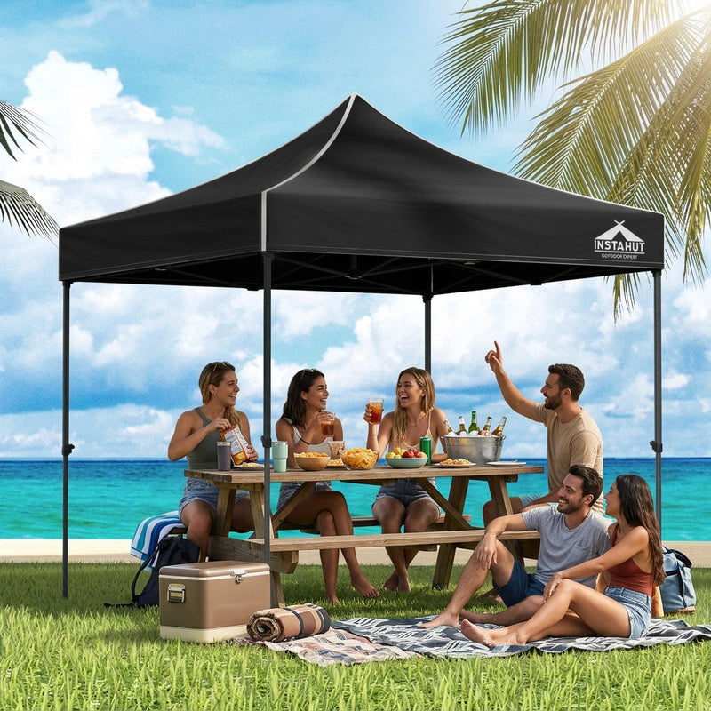 3x3m Pop Up Marquee Gazebo – Heavy Duty Outdoor Canopy (Black)