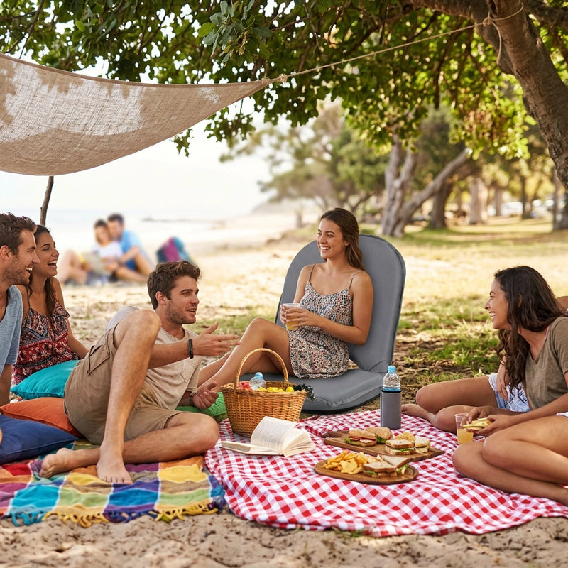 Artiss Floor Lounge Sofa Camping Chair Grey