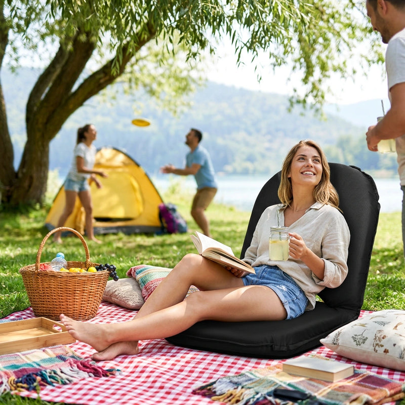 Artiss Floor Lounge Sofa Camping Chair Black