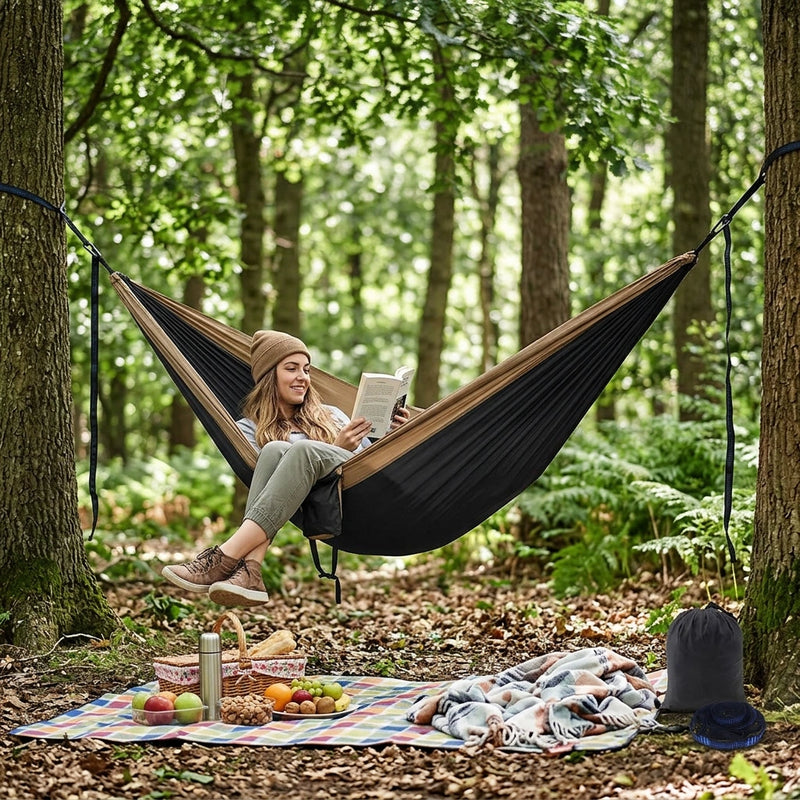 Outdoor Camping Hammock with Adjustable Strap Portable Hanging Bed Travel Swing