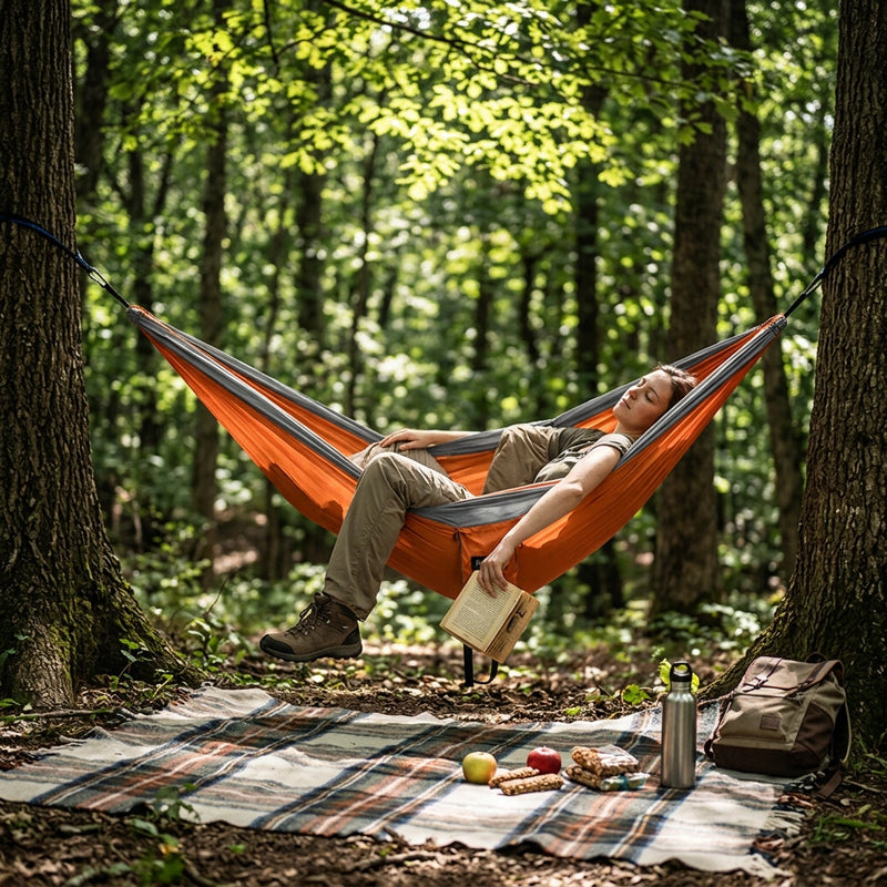 Outdoor Camping Hammock  Lightweight 260x140cm Portable Travel Orange