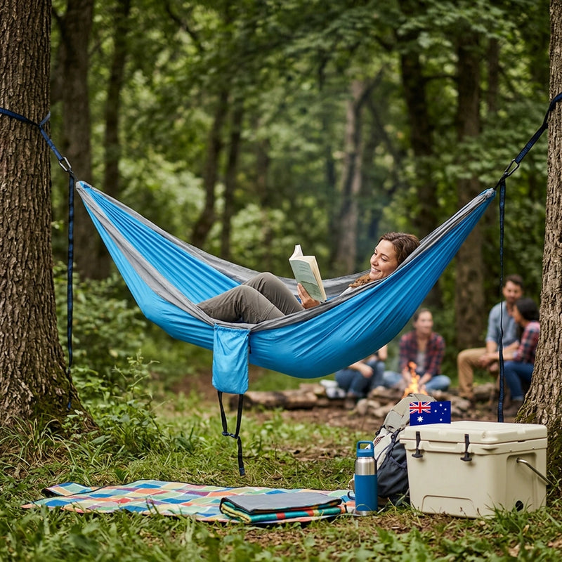 Outdoor Camping Hammock  Lightweight 260x140cm Portable Travel Lightblue