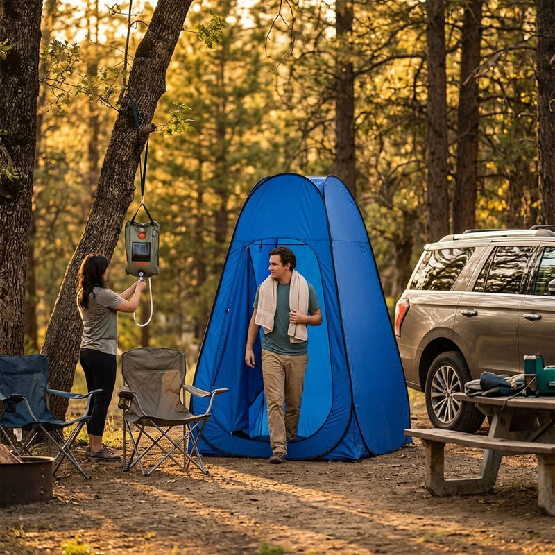 Pop Up Camping Shower Toilet Tent Outdoor Privacy Portable Change Room Shelter - blue