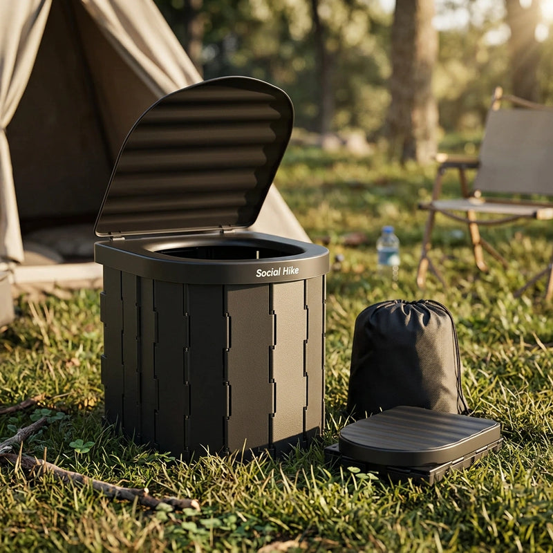 Social Hike Portable Folding Camping Toilet - Outdoor Lightweight Compact Potty