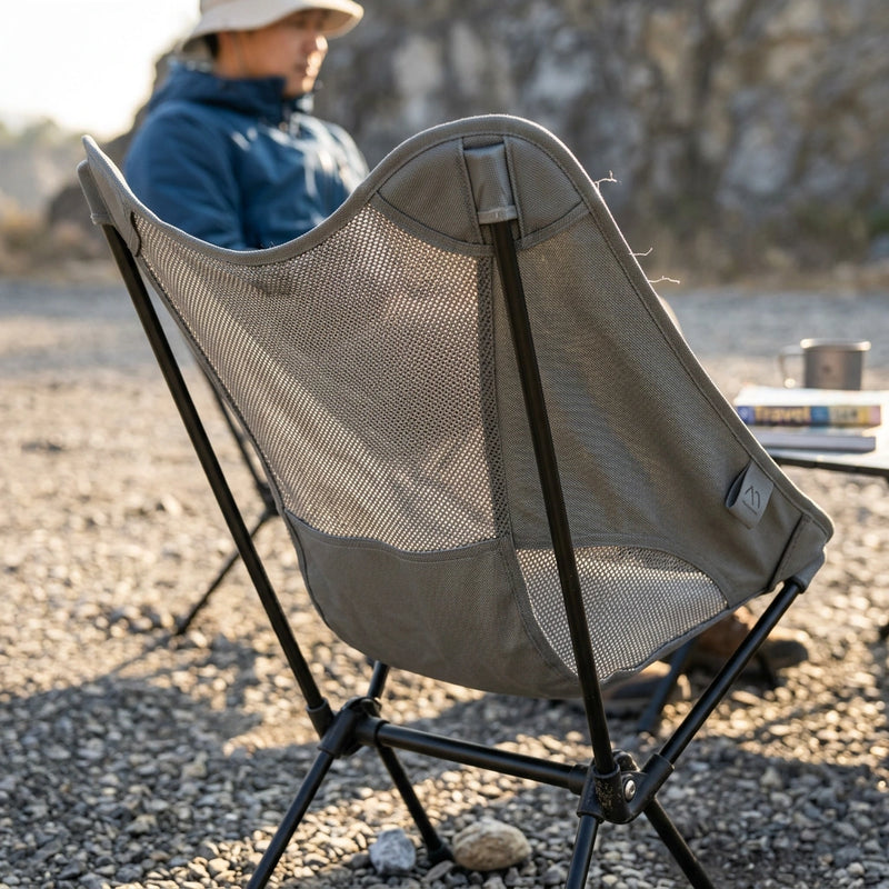 Outdoor Portable Lightweight Folding Camping Chair High Back Fishing Chair - Grey