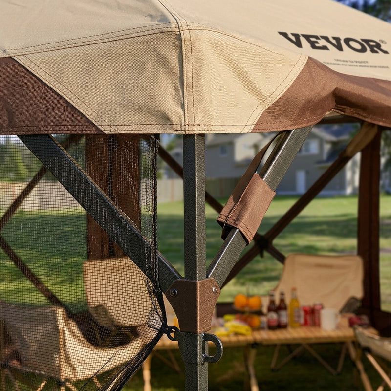 VEVOR Pop-up Camping Gazebo Camping Canopy Shelter 6 Sided 10' x 10' Sun Shade