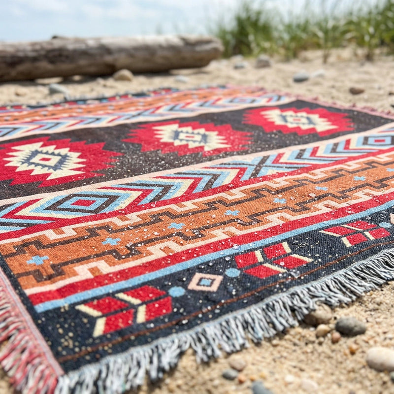 2pcs pack set 180*230cm Bohemian Picnic Blanket, Waterproof Camping Blanket, Outdoor Rug for Camping, Picnic, Beach