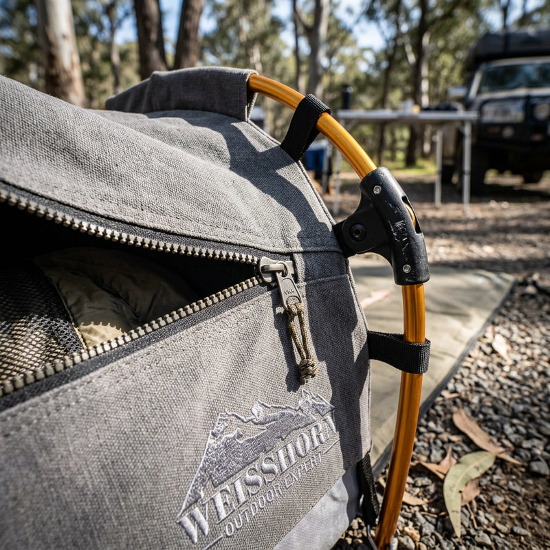 Weisshorn King Single Swag Camping Swags Canvas Free Standing Dome Tent Grey