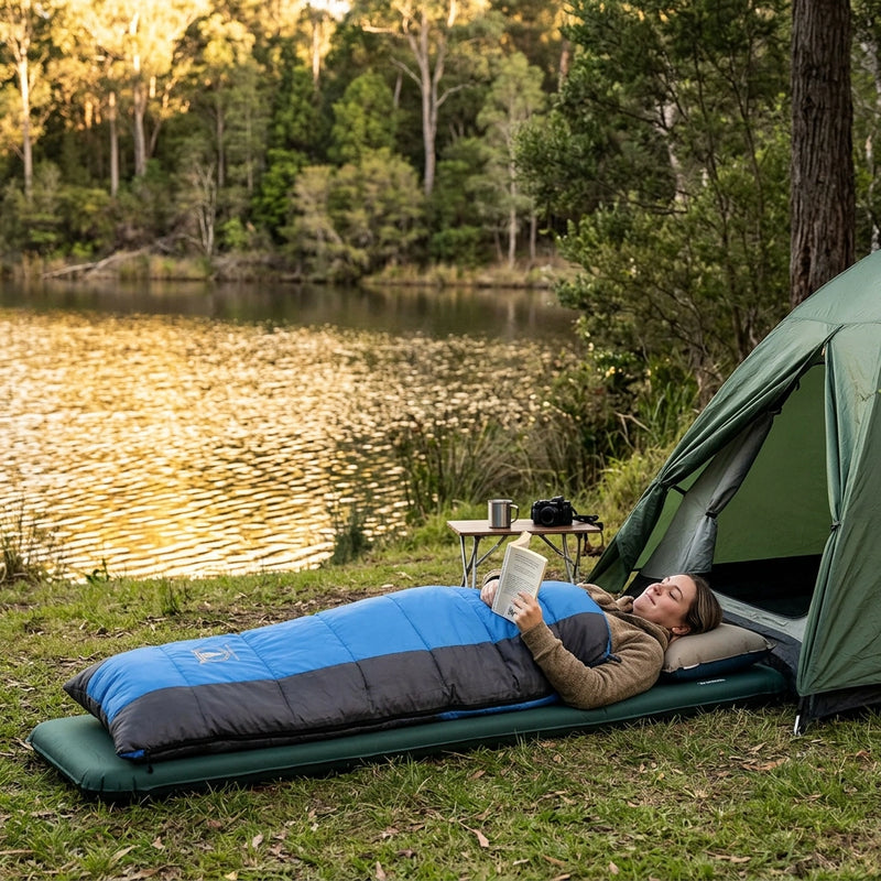 Outdoor Camping Envelope Sleeping Bag Thermal Tent Hiking Winter Single -15C - blue