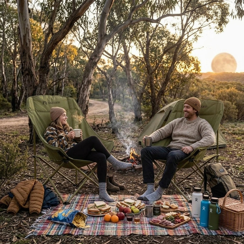 RAZOJESS Enlarged Moon Chair for Outdoor Camping Fishing Picnic Green