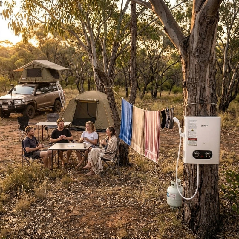 Devanti Portable Gas Water Heater Outdoor Camping Shower White