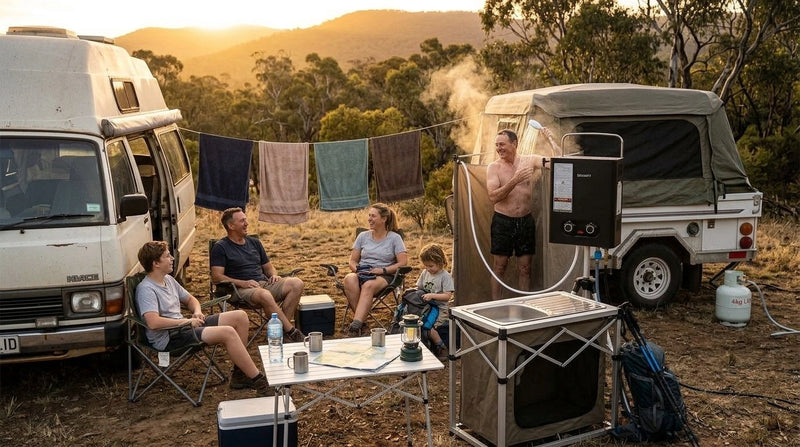 Devanti Portable Gas Water Heater LPG-powered System Black